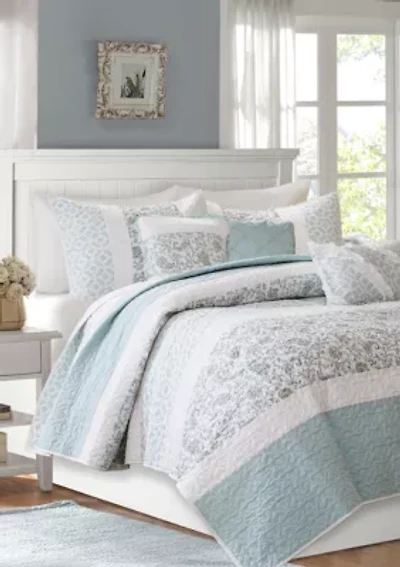 Dawn 6 Piece Cotton Percale Comforter Set with Throw Pillows