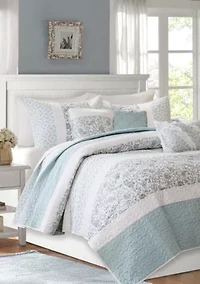 Dawn 6 Piece Cotton Percale Comforter Set with Throw Pillows