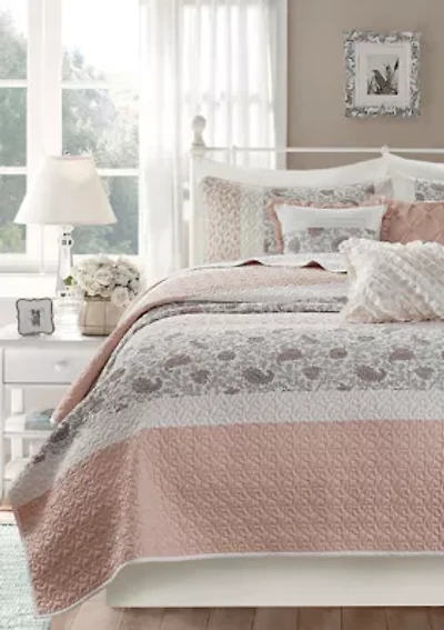 Dawn 6 Piece Cotton Percale Reversible Coverlet Set