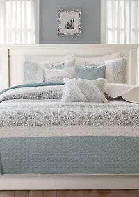 Dawn 6 Piece Cotton Percale Comforter Set with Throw Pillows