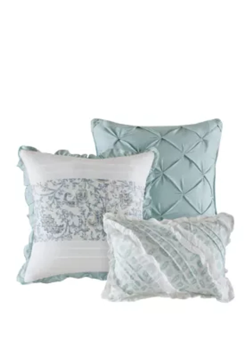 Dawn 6 Piece Cotton Percale Comforter Set with Throw Pillows