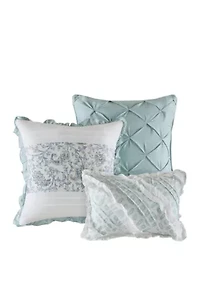 Dawn 6 Piece Cotton Percale Comforter Set with Throw Pillows