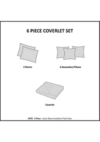 Dawn 6 Piece Cotton Percale Reversible Coverlet Set
