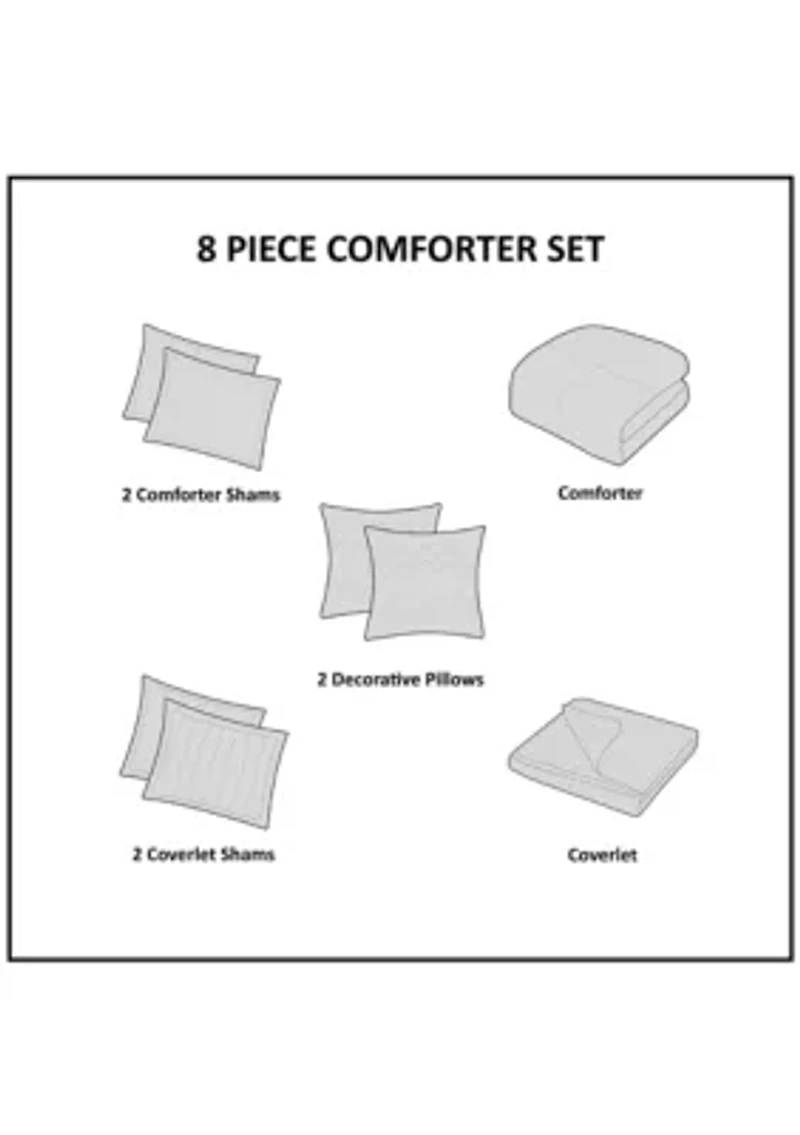 Heritage 8 Piece Comforter and Coverlet Set Collection