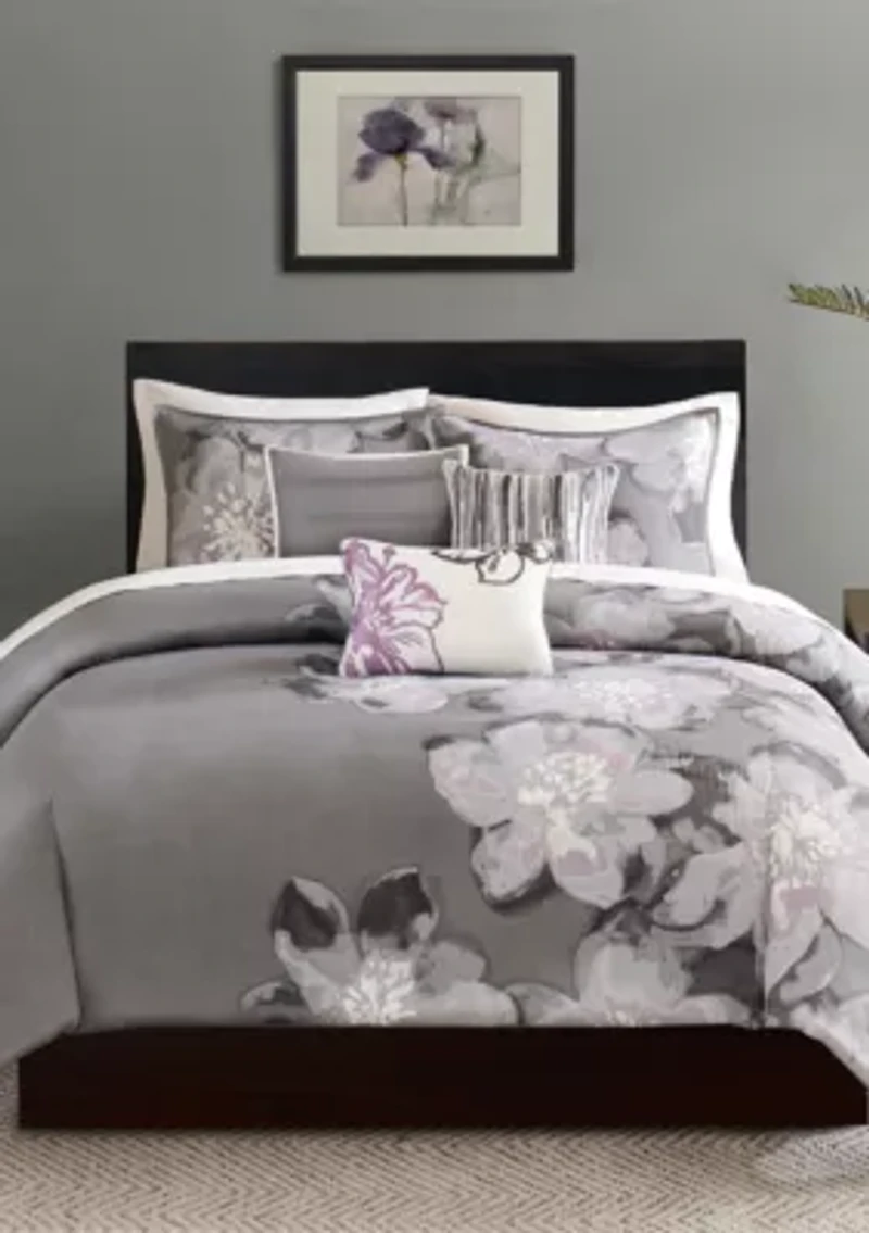 Serena 6 Piece Printed Duvet Cover Set