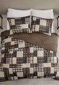 Timber Cotton Reversible Patchwork Print Quilt Set