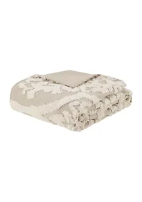 Viola 3 piece Tufted Cotton Chenille Damask Duvet Cover Set
