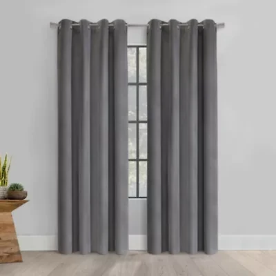 Duo Vice Versa Total Blackout Reversible Grommet Curtain Panel 52 x 63 Black and Grey