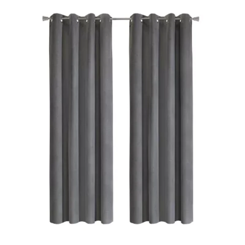 Duo Vice Versa Total Blackout Reversible Grommet Curtain Panel 52 x 63 Black and Grey