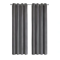 Duo Vice Versa Total Blackout Reversible Grommet Curtain Panel 52 x 63 Black and Grey