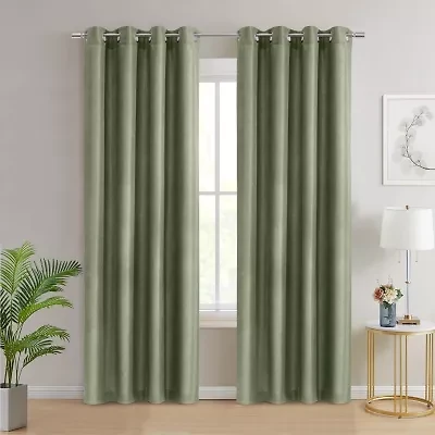 Abstract Light Filtering Grommet Curtain Panel 52 x 108 Green