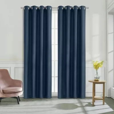 Abstract Light Filtering Grommet Curtain Panel 52 x 108 Navy