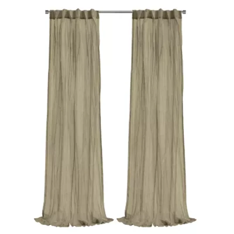 Paloma Sheer Dual Header Curtain Panel 52 x 84 Khaki