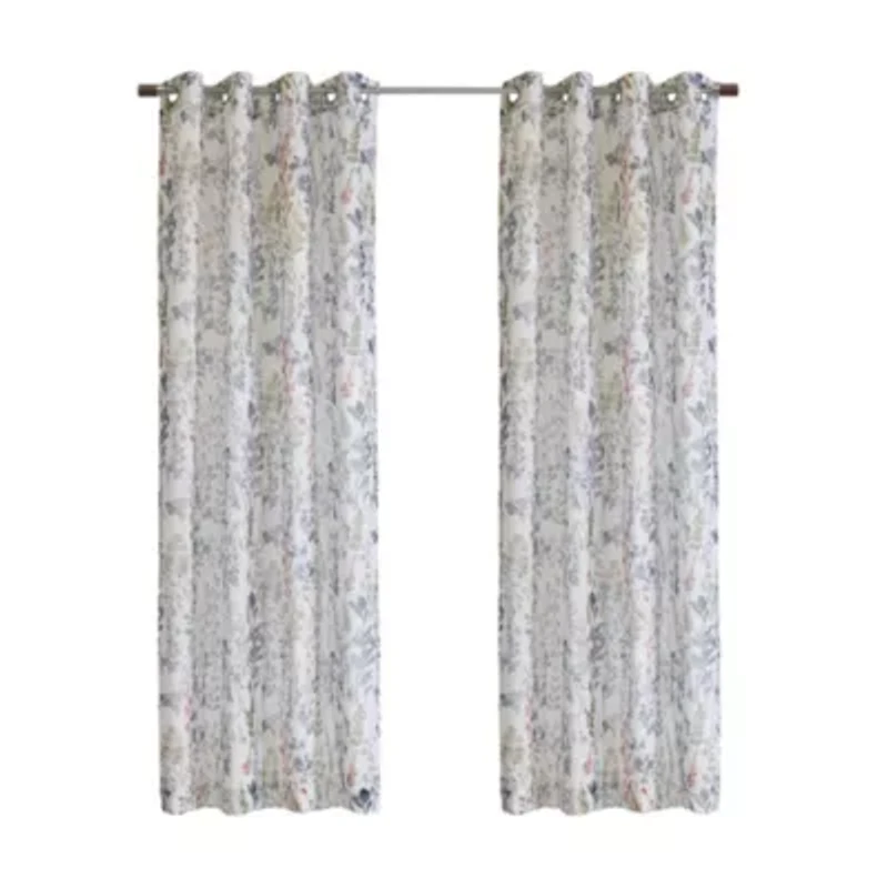Audrey Printed Sheer Grommet Curtain Panel 52 x 95 Multi