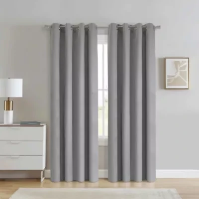 Duo Vice Versa Total Blackout Reversible Grommet Curtain Panel 52 x 84 Grey and Taupe