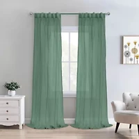 Paloma Sheer Dual Header Curtain Panel 52 x 63 Sage