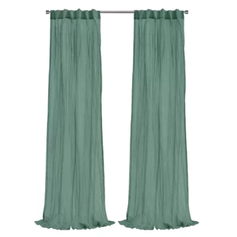 Paloma Sheer Dual Header Curtain Panel 52 x 63 Sage