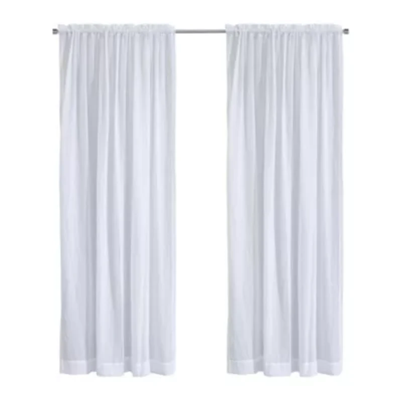 Crushed Sheer Tab Top Curtain Panel 52 x 84 White