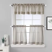 Wickham Sheer Rod Pocket 3 pc Curtain Tiers and Valance Set 52 x 24 in Sand