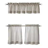 Wickham Sheer Rod Pocket 3 pc Curtain Tiers and Valance Set 52 x 24 in Sand