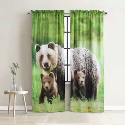 Photo Real Bears Light Filtering Pole Top Curtain Panel Pair each 37 x 84 in Multi