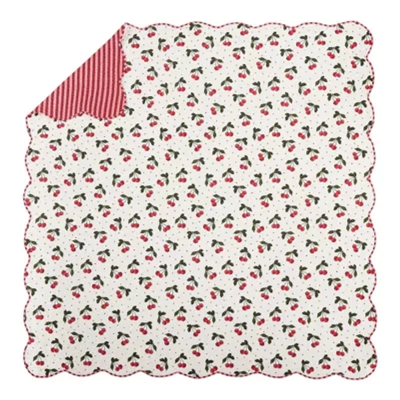 Cherry Scalloped Reversible Quilt Set