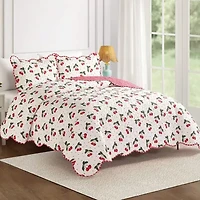 Cherry Scalloped Reversible Quilt Set