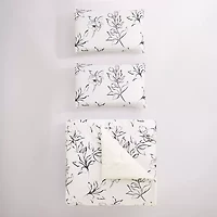 Inked Floral 3-Piece Cotton Sateen Comforter Set