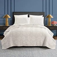Greek Key 3-Piece Cotton Quilt Set