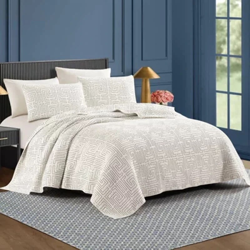 Greek Key 3-Piece Cotton Quilt Set