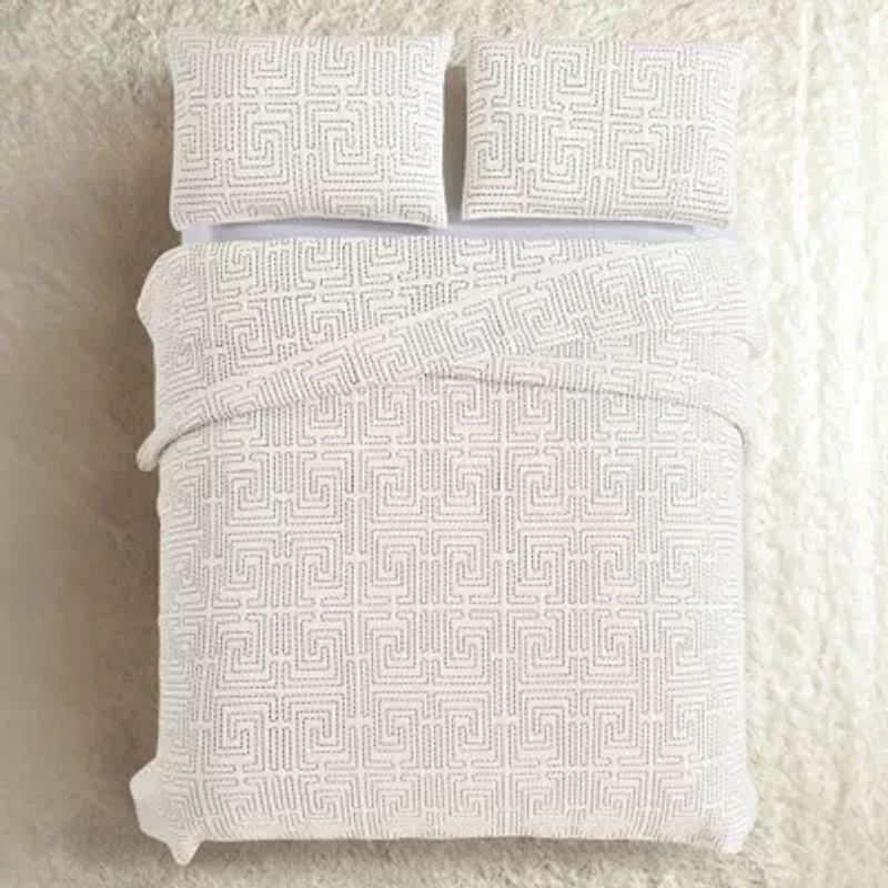 Greek Key 3-Piece Cotton Quilt Set