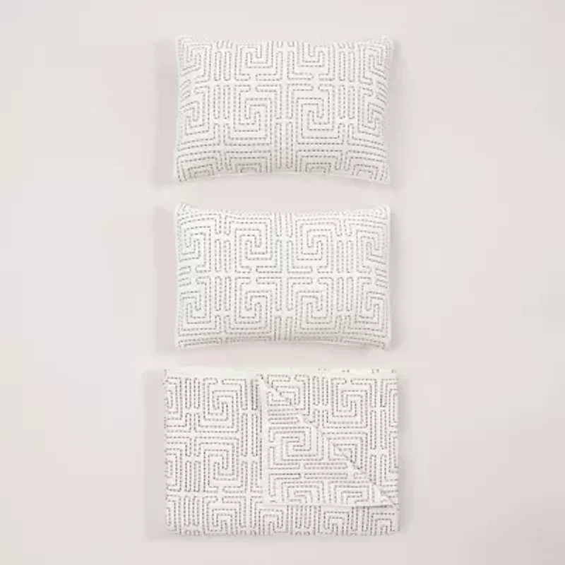 Greek Key 3-Piece Cotton Quilt Set