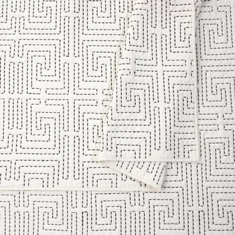 Greek Key 3-Piece Cotton Quilt Set
