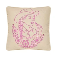 Lady Embroidered Pillow