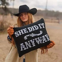 She Did It Anyway Wool Hook Pillow