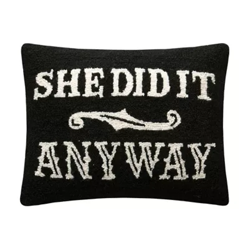 She Did It Anyway Wool Hook Pillow