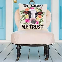 In Cows We Trust Wool Hook Pillow