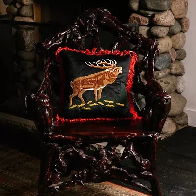 Camp Wandawega Elk Needle-Punch Pillow