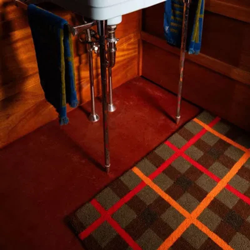 Camp Wandawega Lodge Plaid Wool Hook Rug