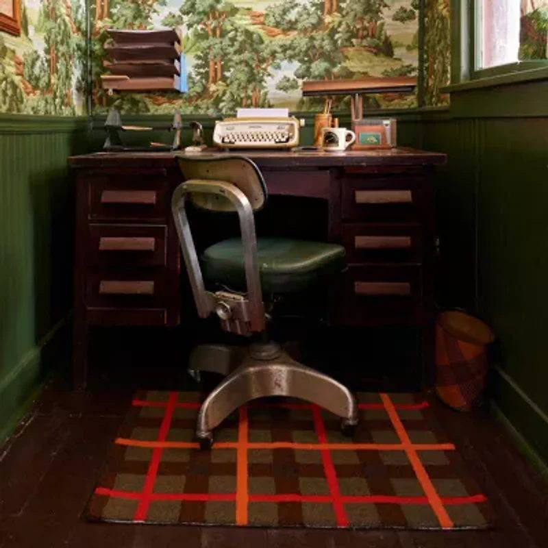 Camp Wandawega Lodge Plaid Wool Hook Rug