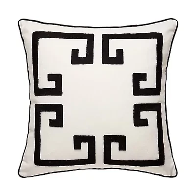 Greek Key Embroidered Pillow