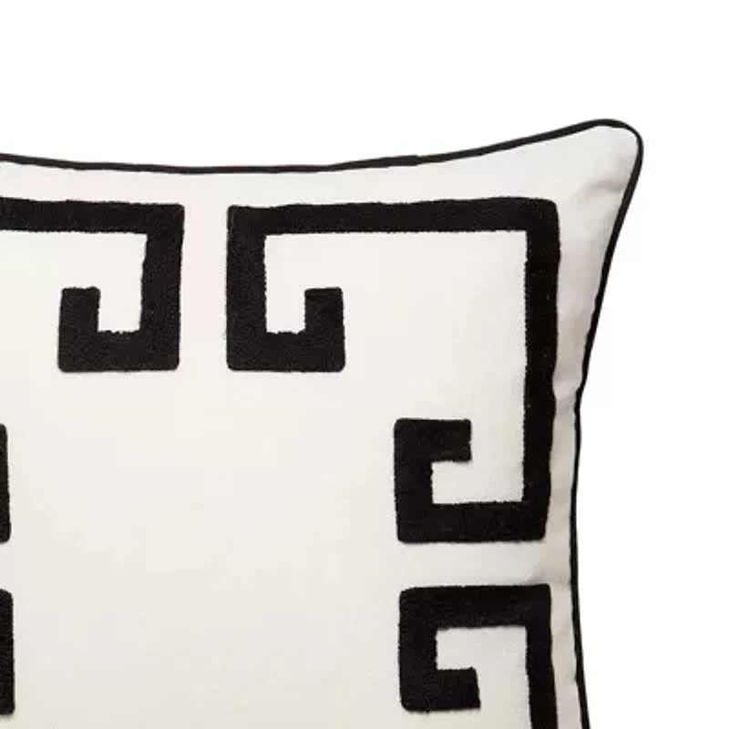 Greek Key Embroidered Pillow