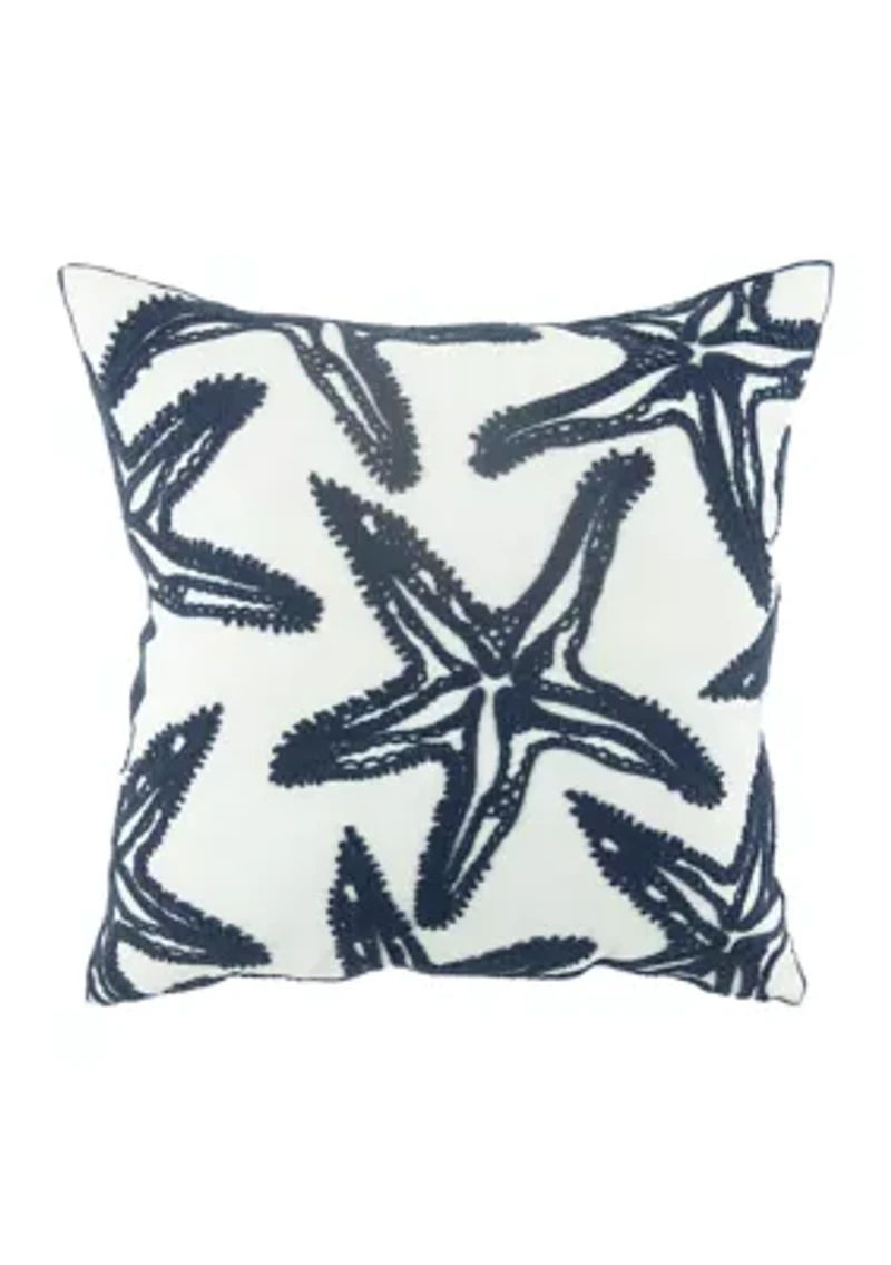 Embroidered Starfish Pillow