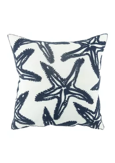 Embroidered Starfish Pillow