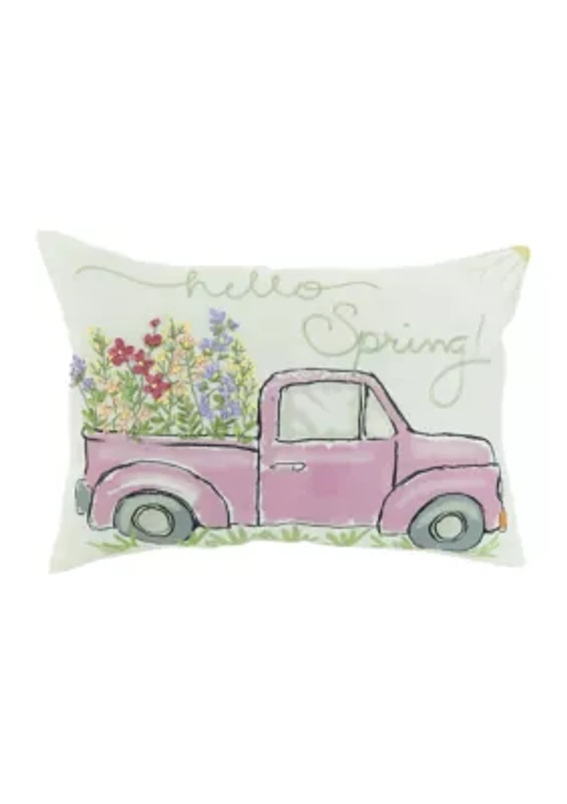 Hello Spring Truck Throw Pillow