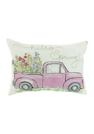 Hello Spring Truck Throw Pillow