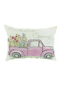 Hello Spring Truck Throw Pillow