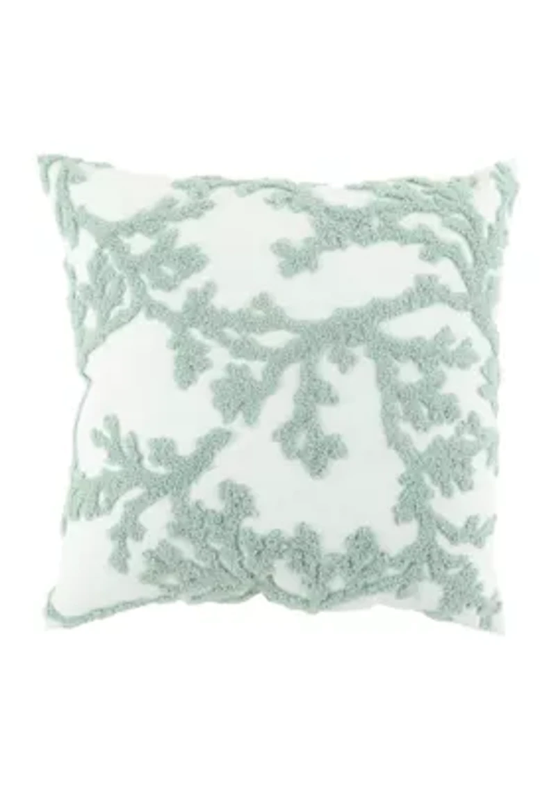 Embroidered Coral Pillow