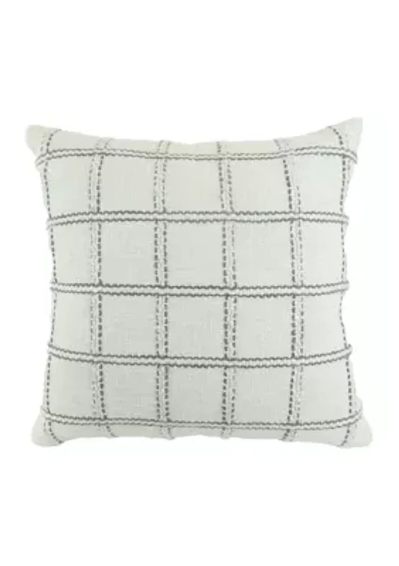 Grey Plaid Windowpane Throw Pillow