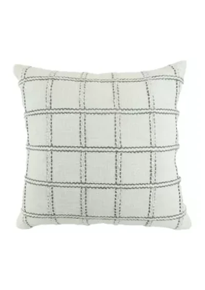 Grey Plaid Windowpane Throw Pillow